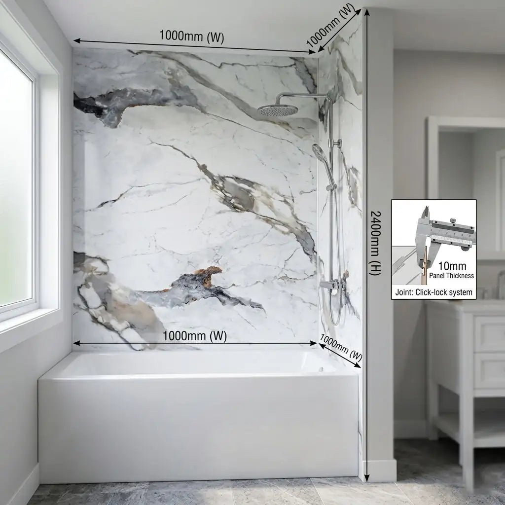 Prestige Marble Matt PVC Shower Kitchen Bathroom Wet Wall Panel