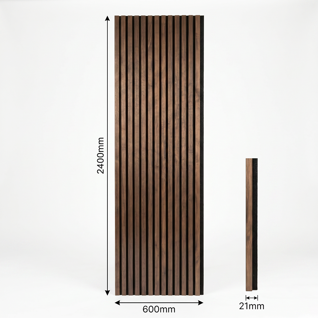 Natural Oak Acoustic Wall Panel in Living Room