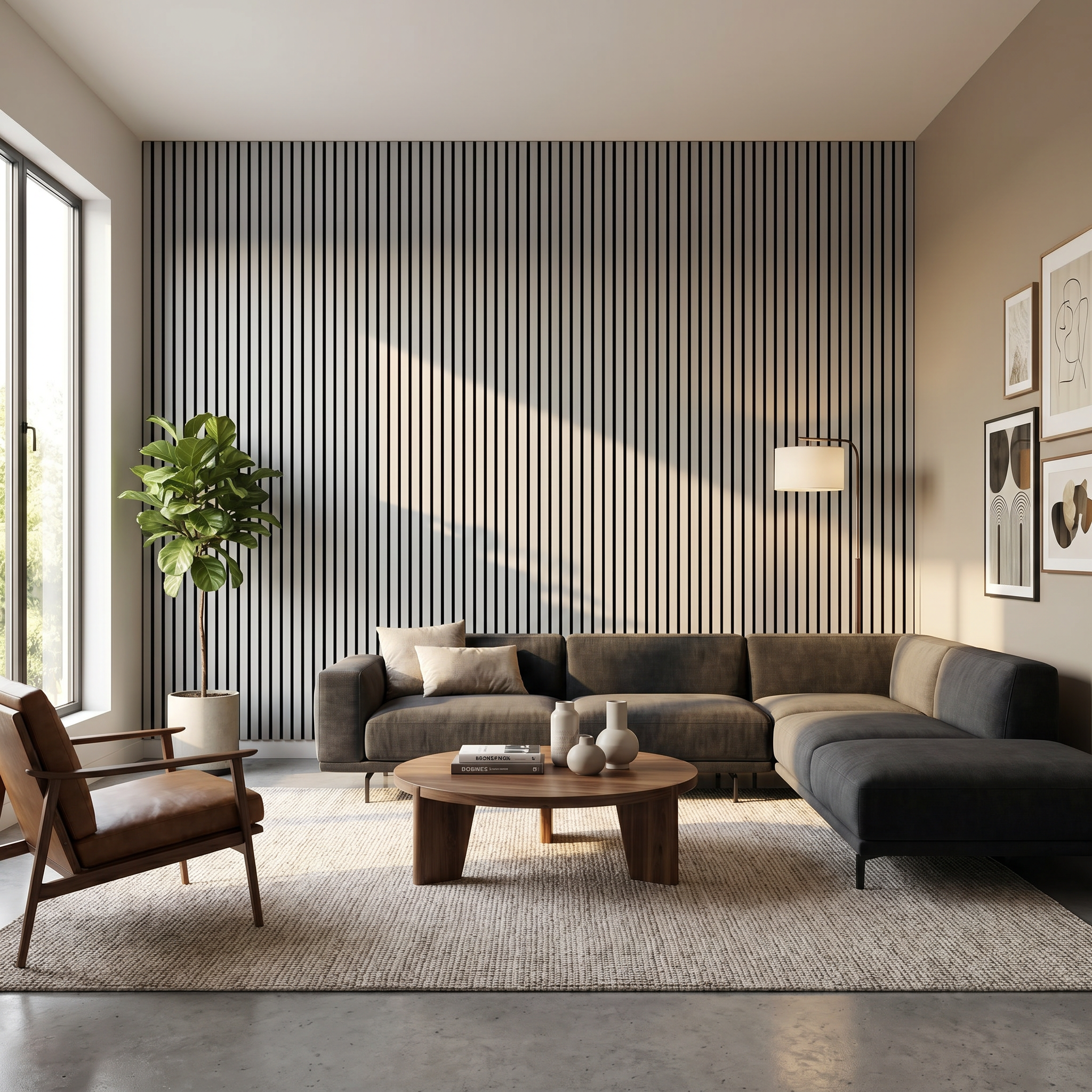 Silver Acoustic Wall Panel In Living Room