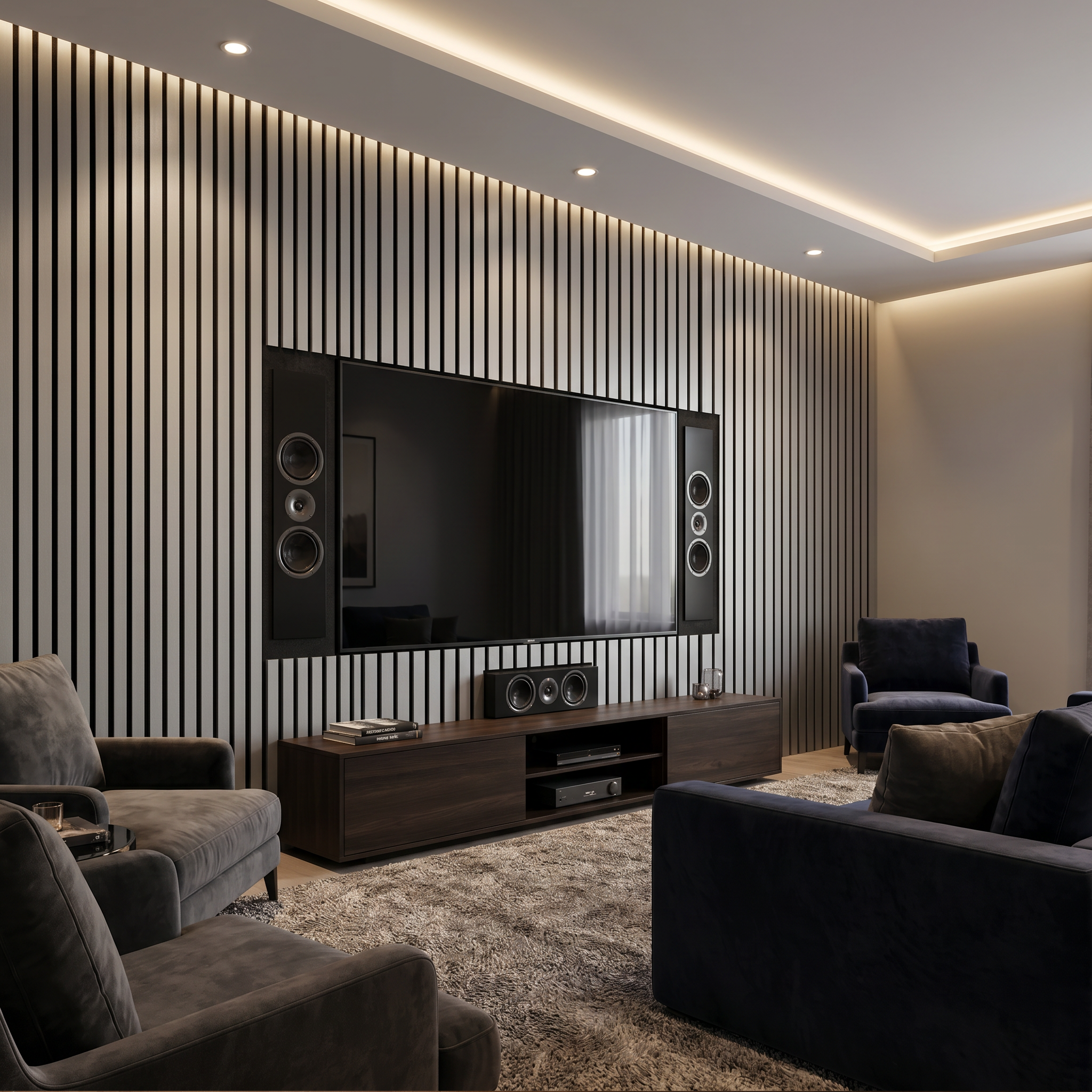 Silver Acoustic Wall Panel in Living room