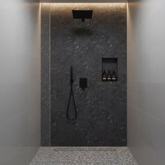 Water Wave Black Shower Wall Panel