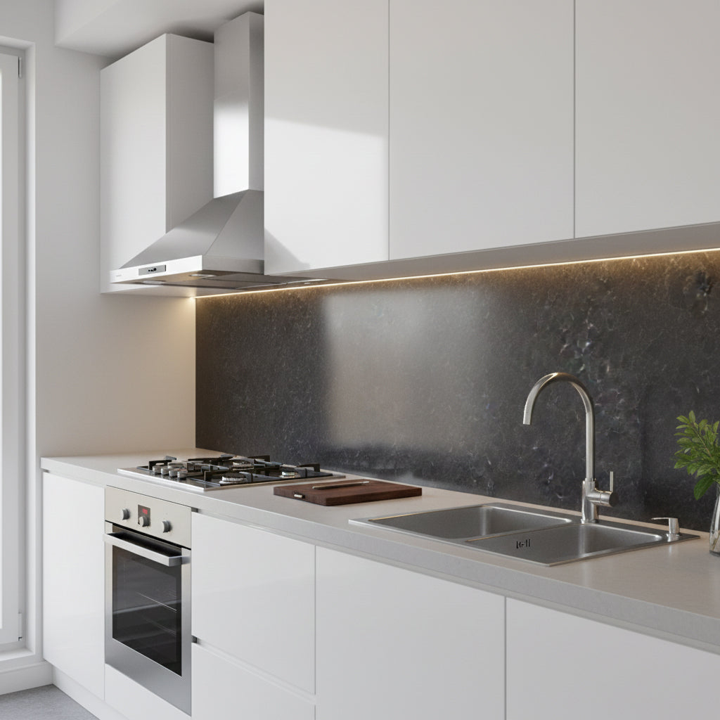Water Wave Black Kitchen Solid Panel