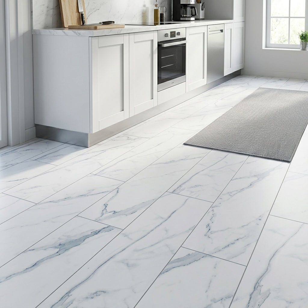 White Marble SPC Flooring Planks