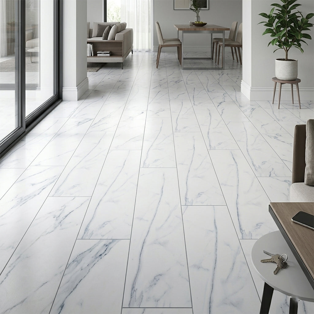 White Marble SPC Flooring Planks