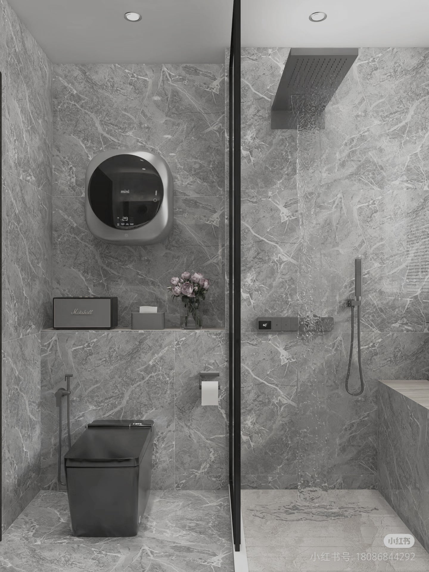 Castle Grey Shower Bathroom Wall Panel